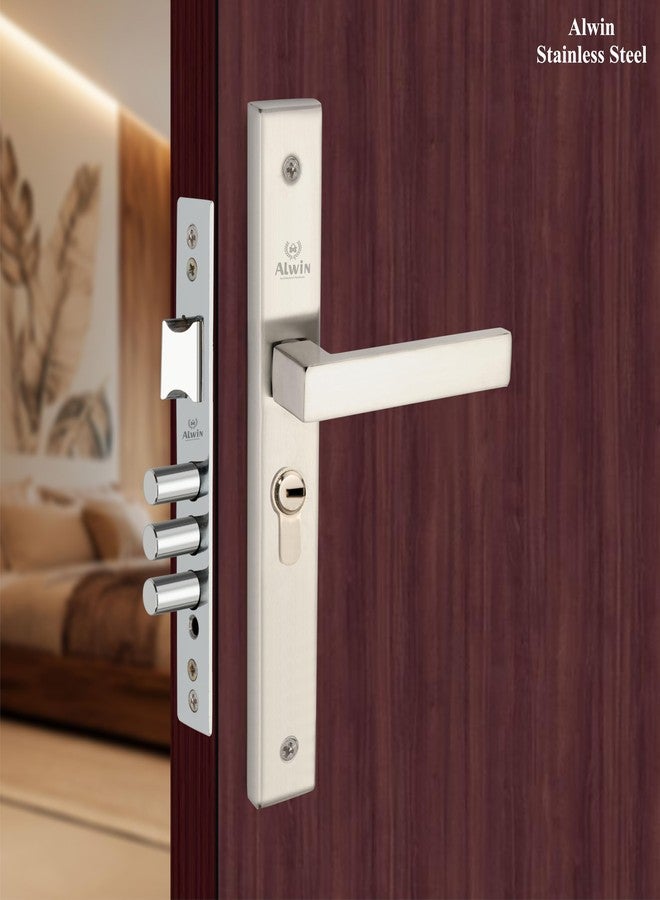 ALWIN'S 10'' Sleek Body | computerized ultra key Mortise Lock Made of Stainless Steel | 60mm Cylinder & Inside Knob 3 Keys | For Main door, Living room, Bedroom Doors in Home,Office & Hotels (SS MATT) - Image 3